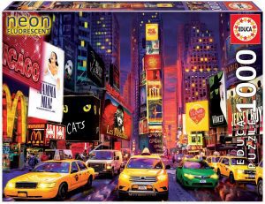 Los mejores puzzles de Times Square - Puzzle de Times Square Neón en Nueva York de noche de 1000 piezas de Educa