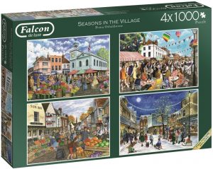 Los mejores puzzles de las estaciones - Puzzle de las 4 estaciones en el pueblo de 4x1000 piezas de Falcon