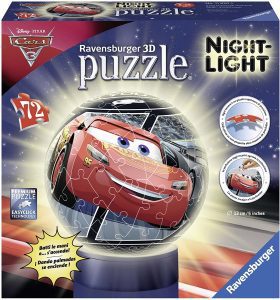 Los mejores puzzles de lámparas nocturnas en 3D de Ravensburger - Puzzle de lámpara nocturna de Cars 3 de 72 piezas de Ravensburger