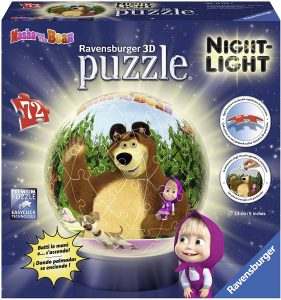 Los mejores puzzles de lámparas nocturnas en 3D de Ravensburger - Puzzle de lámpara nocturna de Masha y el Oso de 72 piezas de Ravensburger