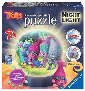 Los mejores puzzles de lámparas nocturnas en 3D de Ravensburger - Puzzle de lámpara nocturna de Trolls de 72 piezas de Ravensburger