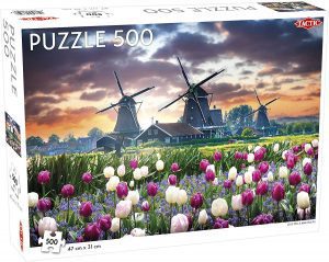 Los mejores puzzles de molinos - Puzzle de molinos con tulipanes de 500 piezas de Tactic