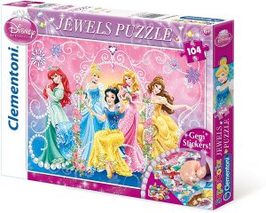 Los mejores puzzles de princesas de Disney - Puzzle de princesas Disney de 104 piezas de Clementoni de Jewels 2