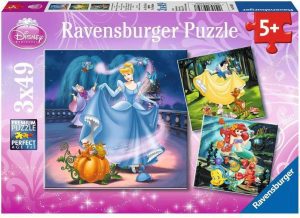 Los mejores puzzles de princesas de Disney - Puzzle de princesas Disney de 3x49 piezas de Ravensburger