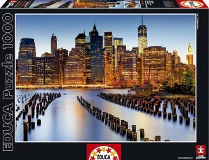 Los mejores puzzles de rascacielos - Puzzles de Skyline - Puzzle de rascacielos de Nueva York Skyline desde el suelo de 1000 piezas de Educa