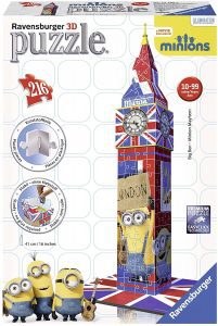 Los mejores puzzles del Big Ben en 3D de Londres - Puzzle del Big Ben de los Minions en 3D de 216 piezas de Ravensburger