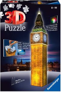 Los mejores puzzles del Big Ben en 3D de Londres - Puzzle del Big Ben de noche en 3D de 216 piezas de Ravensburger