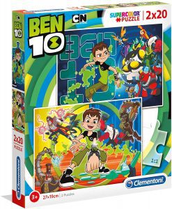 Puzzle de personajes de Ben 10 de 2x20 piezas de Clementoni - Los mejores puzzles de Ben 10 de dibujos animados