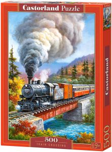 Puzzle de tren cruzando de Castorland de 500 piezas - Los mejores puzzles de trenes