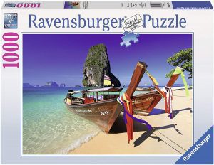 Puzzle de barco en playa de Tailandia de 1000 piezas de Ravensburger - Los mejores puzzles de playas - Puzzle de playa