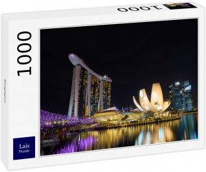 Puzzle de edificios de Singapur iluminado de noche de 1000 piezas de Lais - Los mejores puzzles de Singapur