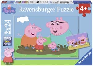 Puzzle de Peppa Pig en el barro de 2x24 piezas de Ravensburger - Los mejores puzzles de Peppa Pig