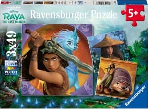 Puzzle de personajes de Raya and The Last Dragon de 3x49 piezas de Ravensburger - Los mejores puzzles de Raya y el Último Dragón de Disney