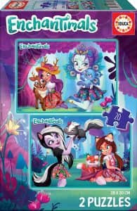 Puzzle de bosque de Enchantimals de 2x48 piezas de Educa 2 - Los mejores puzzles de Enchantimals de dibujos animados