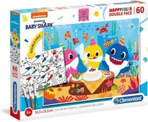 Puzzle de cumpleaños de Baby Shark de 60 piezas de Clementoni - Los mejores puzzles de Baby Shark de dibujos animados