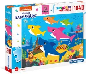 Puzzle de familia de Baby Shark de 104 piezas de Clementoni - Los mejores puzzles de Baby Shark de dibujos animados