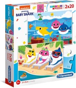 Puzzle de momentos de Baby Shark de 2x20 piezas de Clementoni - Los mejores puzzles de Baby Shark de dibujos animados