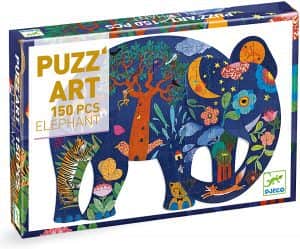 Puzzle de elefante artístico de 150 piezas de Djeco - Los mejores puzzles de elefantes