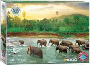 Puzzle de elefantes en el río de 1000 piezas de Eurographics - Los mejores puzzles de elefantes