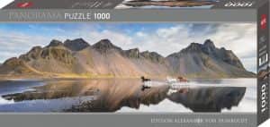 Puzzle De Panorama De Islandia Con Caballos De 1000 Piezas