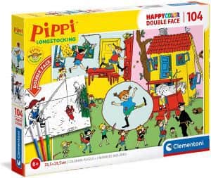 Puzzle De Doble Cara De Pippi Calzaslargas De 104 Piezas De Clementoni