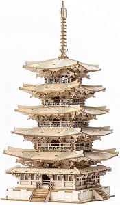 Puzzle De Madera De Torre Pagoda De Cinco Pisos En 3d. Los Mejores Puzzles Y Maquetas Para Montar De Rokr