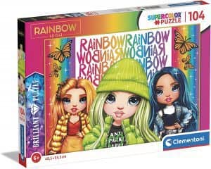 Puzzle De Protagonistas Arcoiris De Rainbow High Brillante De 104 Piezas De Clementoni