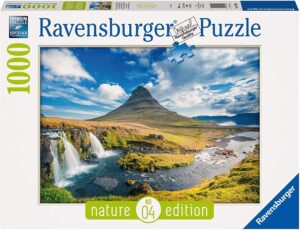 Puzzle De Volcan En Islandia Y Cascadas De Kirkjufell De 1000 Piezas De Ravensburger